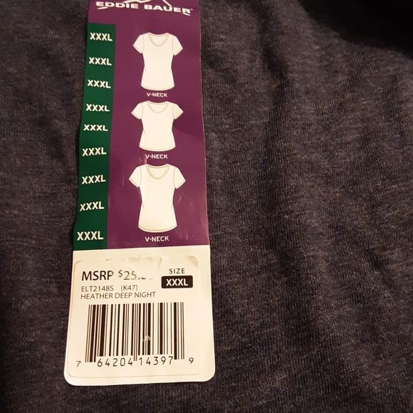NWT Eddie Bauer PLUS SIZE V-neck Short Sleeve Top - Picture 4 of 5